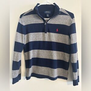 Polo Ralph Lauren Kids Half-Zip Sweater - Navy & Gray Stripe